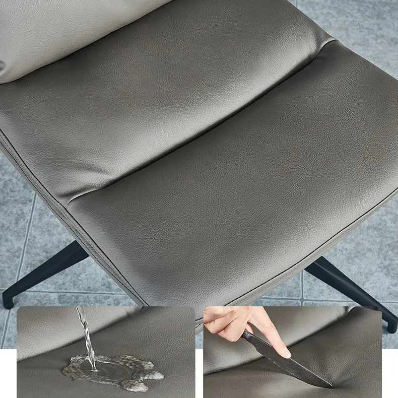 Chaise de bureau contemporaine de 18 po de large, sans roues, chaise de bureau en simili cuir Clearhalo