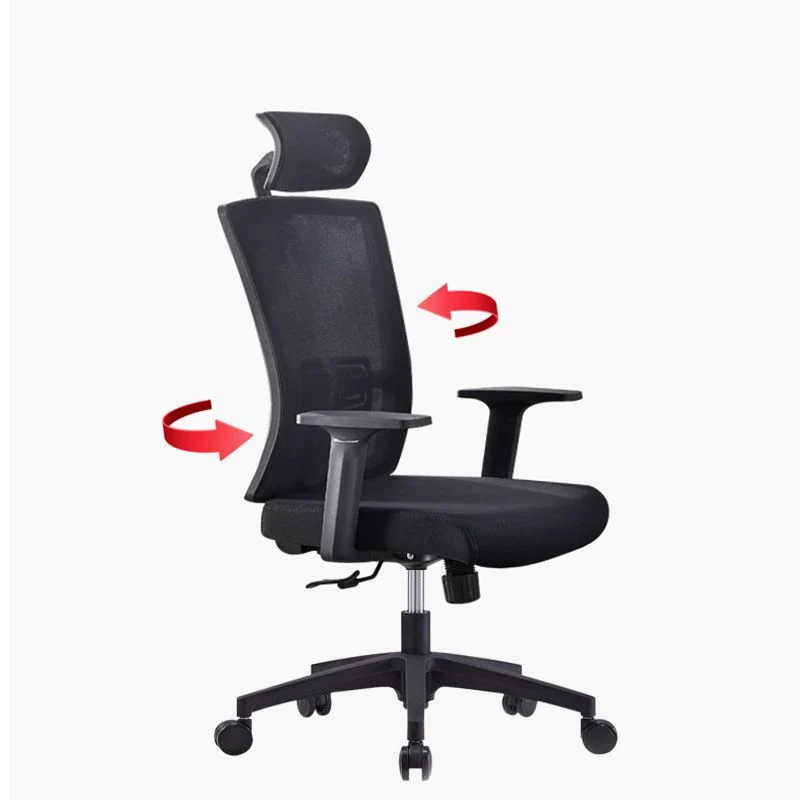 Chaise de bureau contemporaine en maille, chaise de bureau noire à dossier haut avec accoudoirs Clearhalo