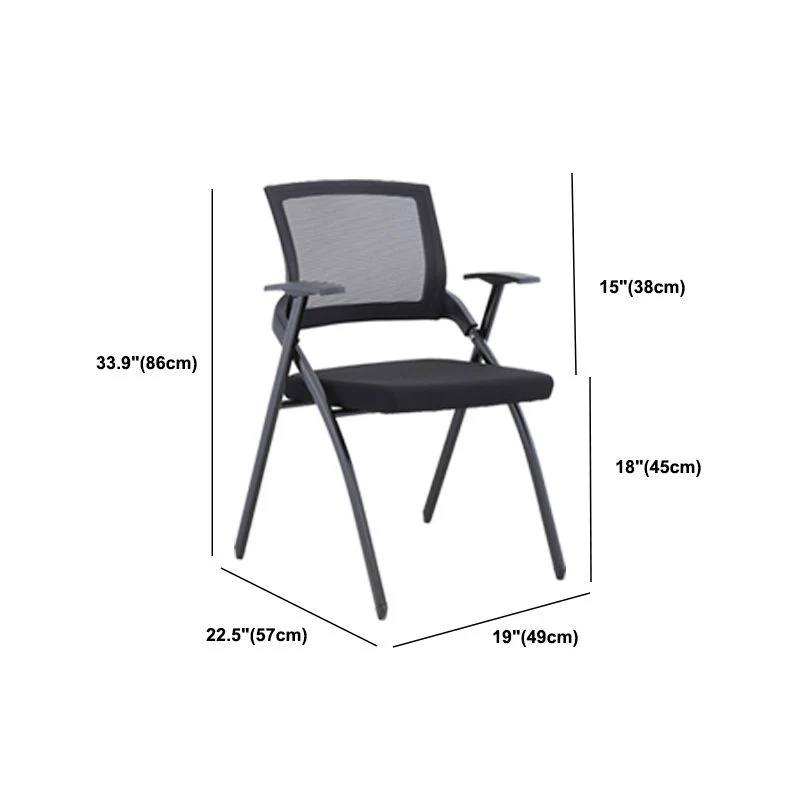 Chaise de bureau contemporaine noire à bras fixes et dossier moyen Clearhalo
