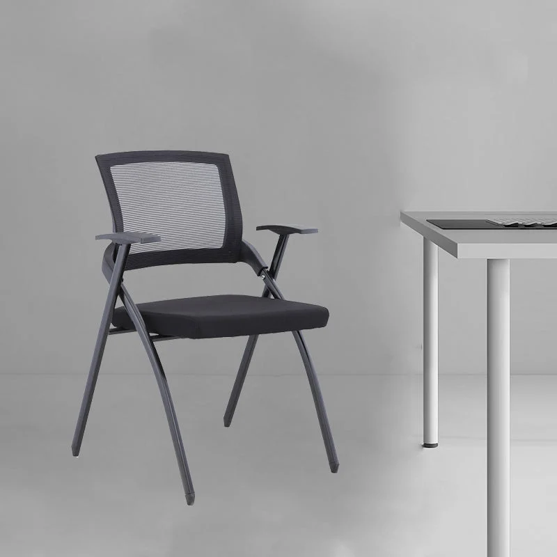 Chaise de bureau contemporaine noire à bras fixes et dossier moyen Clearhalo