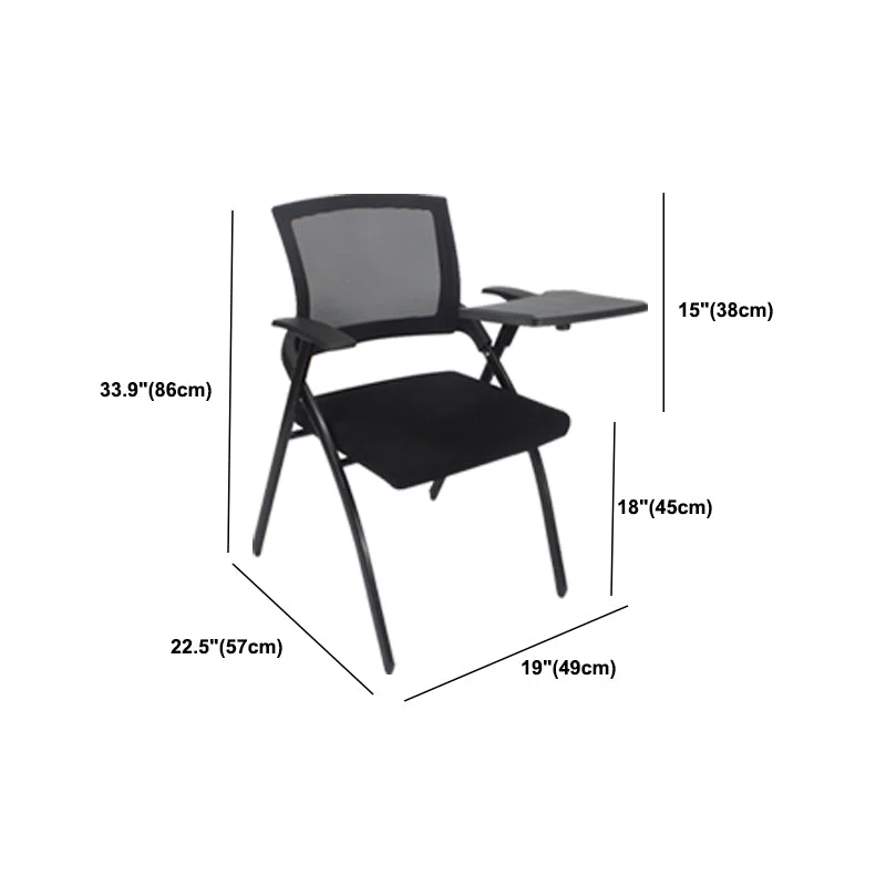 Chaise de bureau contemporaine noire à bras fixes et dossier moyen Clearhalo