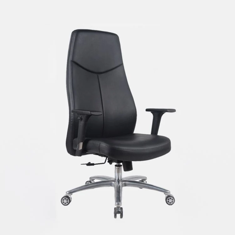 Chaise de bureau contemporaine à roulettes en cuir, fauteuil de direction noir à dossier haut Clearhalo