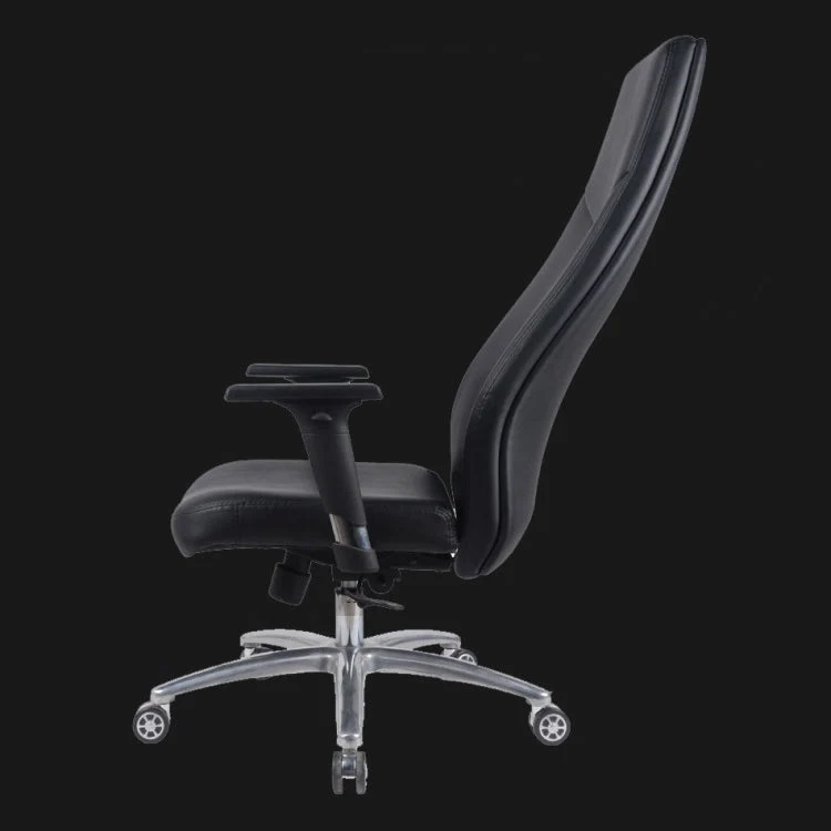 Chaise de bureau contemporaine à roulettes en cuir, fauteuil de direction noir à dossier haut Clearhalo