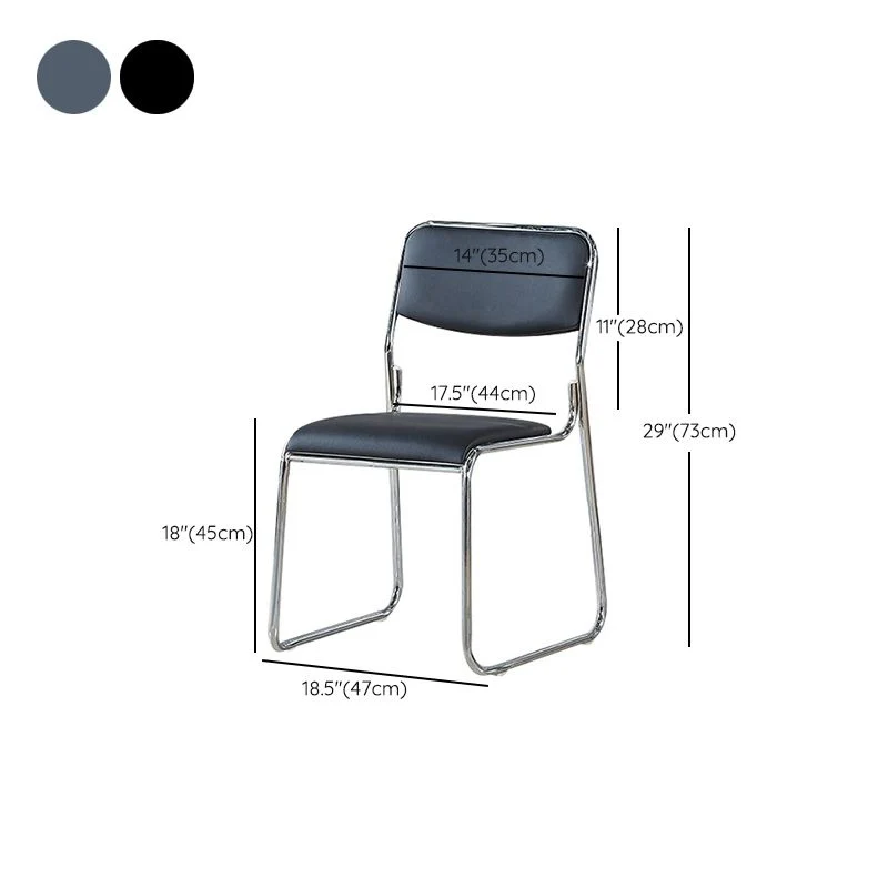 Chaise de bureau contemporaine sans roues, chaise de bureau à dossier bas, tâche noire Clearhalo