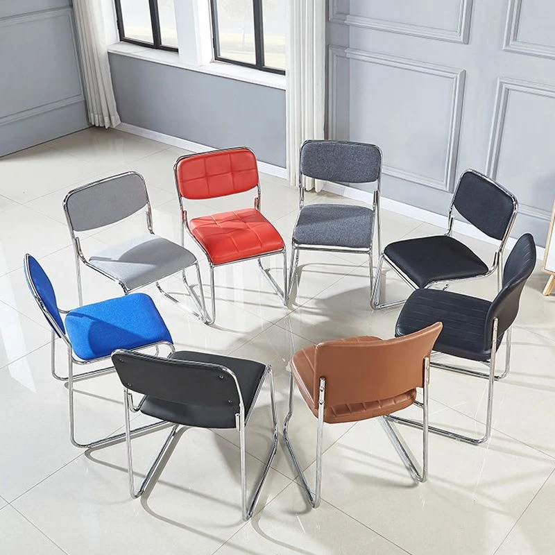Chaise de bureau contemporaine sans roues, chaise de bureau à dossier bas, tâche noire Clearhalo