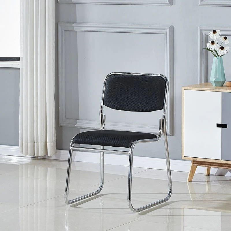 Chaise de bureau contemporaine sans roues, chaise de bureau à dossier bas, tâche noire Clearhalo