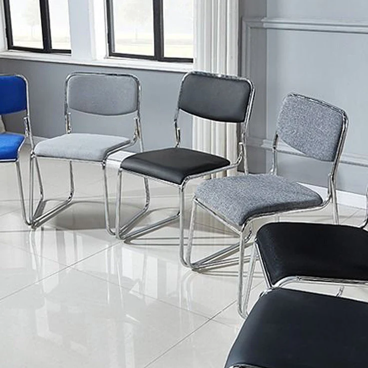 Chaise de bureau contemporaine sans roues, chaise de bureau à dossier bas, tâche noire Clearhalo