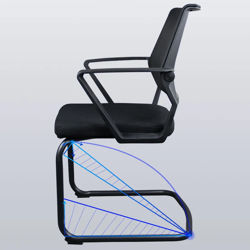 Chaise de bureau contemporaine sans roues, chaise de bureau à dossier moyen en microfibre pour conférence Clearhalo