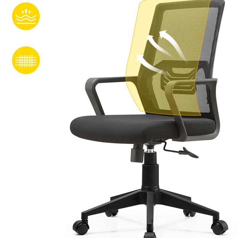Chaise de bureau coulissante moderne, hauteur de siège réglable, chaise de bureau noire avec roulettes Clearhalo