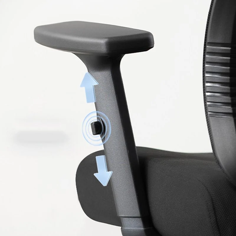 Chaise de bureau coulissante moderne noire, hauteur de siège réglable, bras fixes avec roues Clearhalo