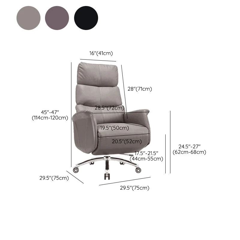 Chaise de bureau coulissante moderne, sans accoudoirs, en cuir, hauteur de siège réglable Clearhalo