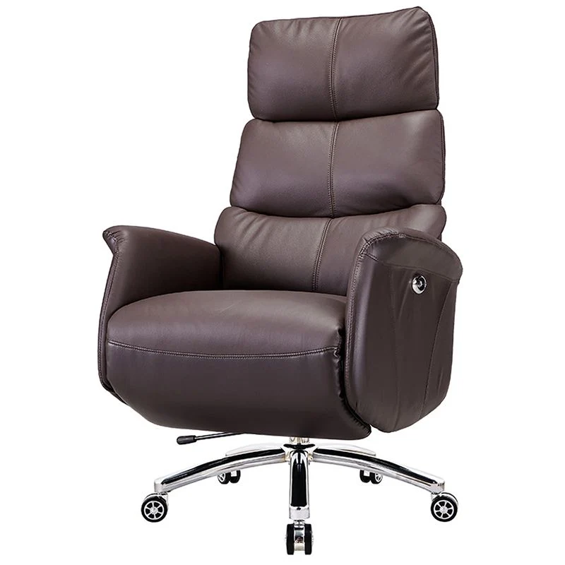 Chaise de bureau coulissante moderne, sans accoudoirs, en cuir, hauteur de siège réglable Clearhalo