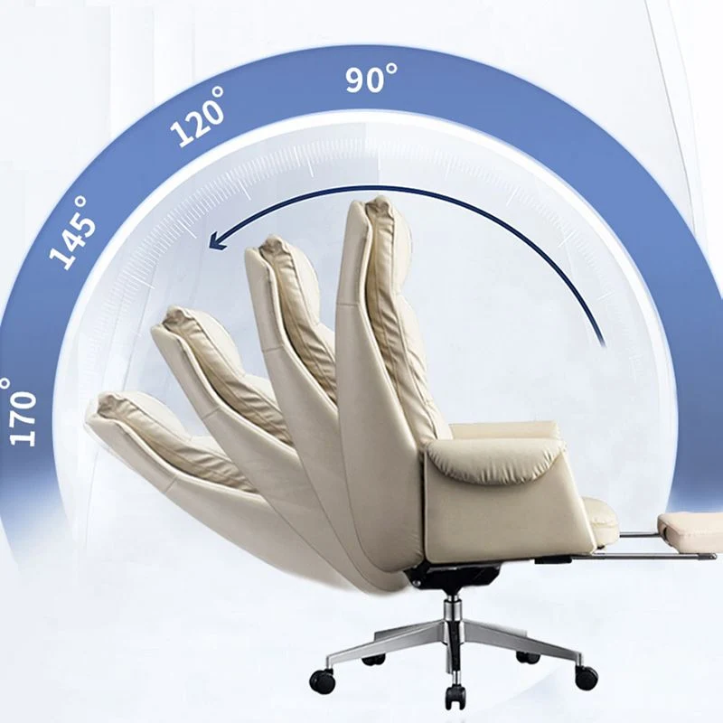 Chaise de bureau coulissante moderne, sans accoudoirs, en cuir, hauteur de siège réglable, avec roulettes Clearhalo