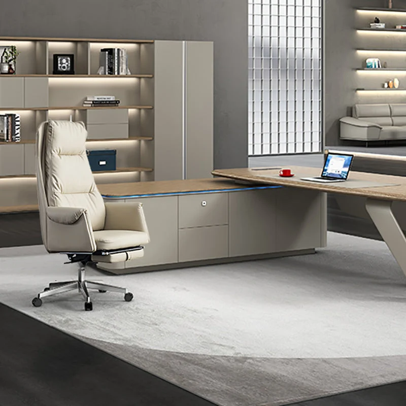 Chaise de bureau coulissante moderne, sans accoudoirs, en cuir, hauteur de siège réglable, avec roulettes Clearhalo
