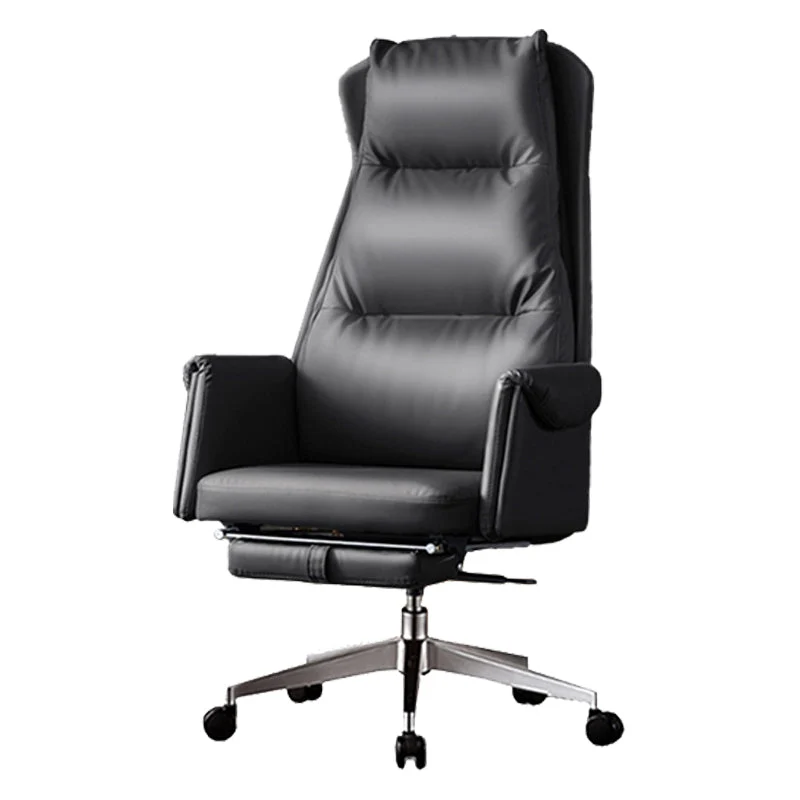 Chaise de bureau coulissante moderne, sans accoudoirs, en cuir, hauteur de siège réglable, avec roulettes Clearhalo