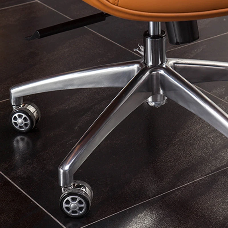 Chaise de bureau en cuir à base métallique mi/haute chaise de bureau à dossier avec roues Clearhalo