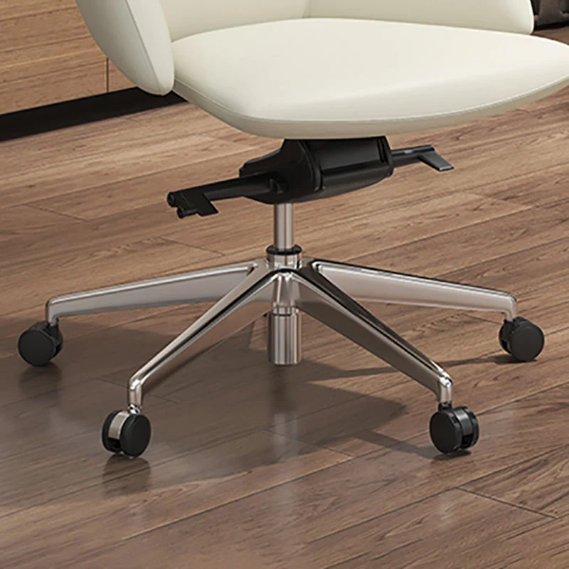 Chaise de bureau en cuir à bras fixes, chaise de bureau ergonomique moderne sans détresse avec roulettes Clearhalo
