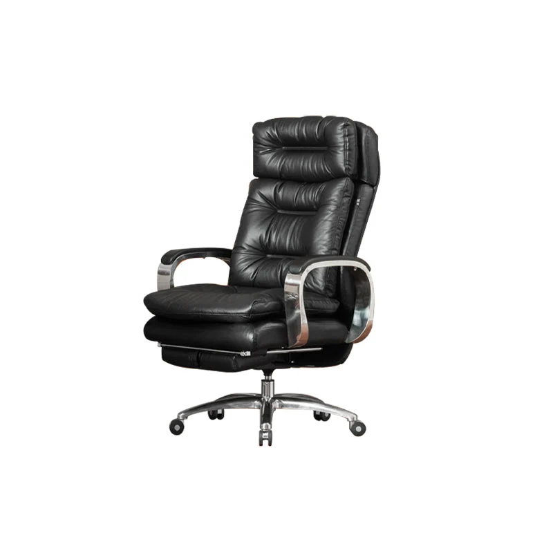 Chaise de bureau en cuir à bras fixes, chaise pivotante moderne à hauteur de siège réglable avec roulettes Clearhalo