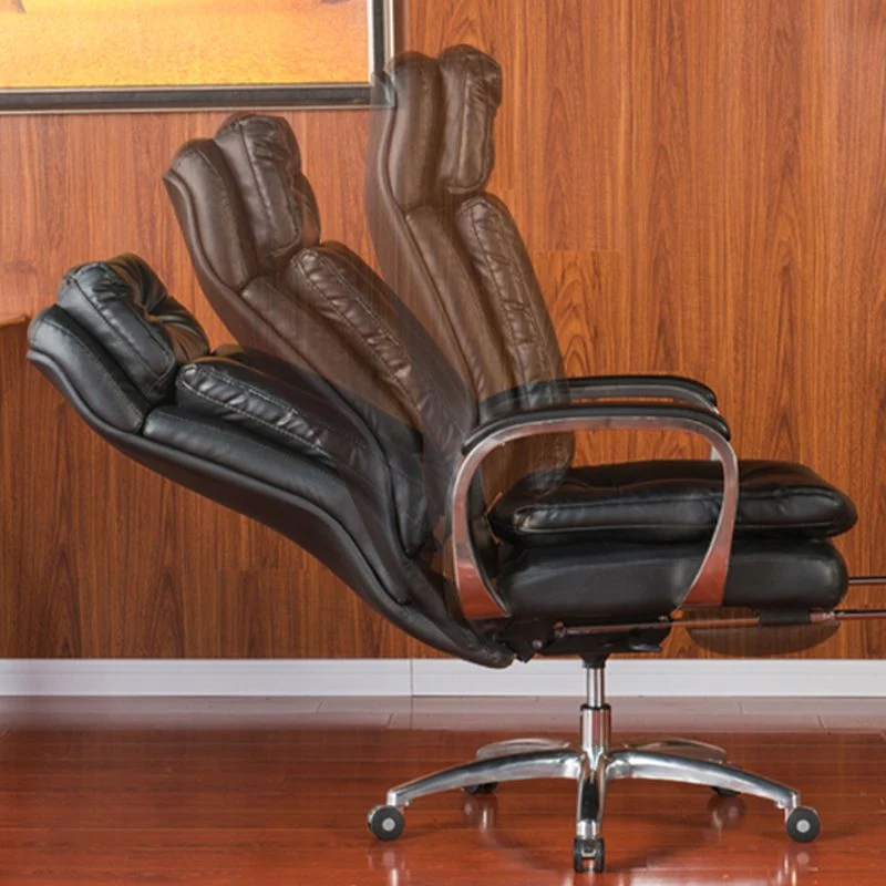 Chaise de bureau en cuir à bras fixes, chaise pivotante moderne à hauteur de siège réglable avec roulettes Clearhalo