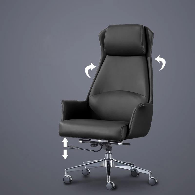 Chaise de bureau en cuir, chaise de travail à bras fixe pour la maison et le bureau Clearhalo