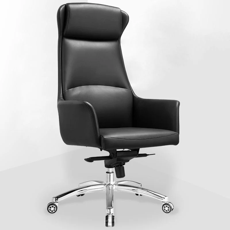 Chaise de bureau en cuir, chaise de travail à bras fixe pour la maison et le bureau Clearhalo