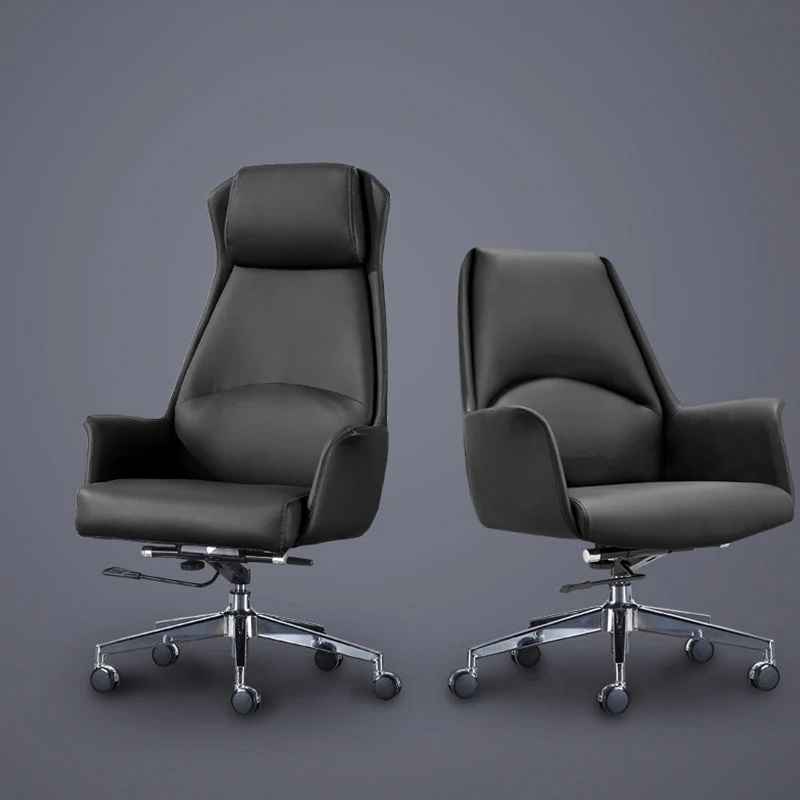 Chaise de bureau en cuir, chaise de travail à bras fixe pour la maison et le bureau Clearhalo