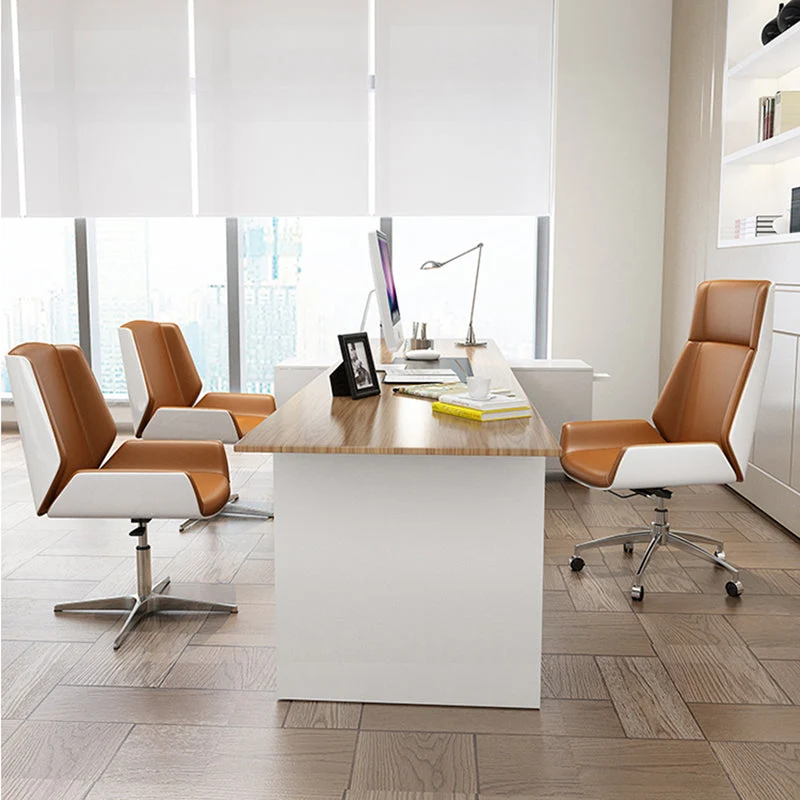 Chaise de bureau en cuir à dossier haut, chaise de bureau rotative avec roulettes Clearhalo