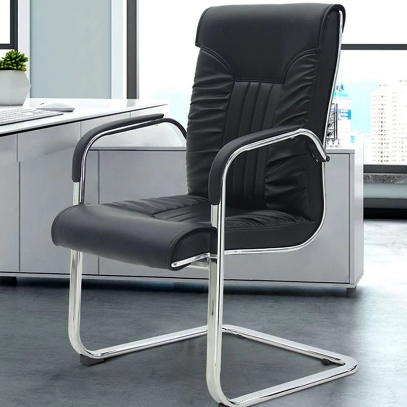 Chaise de bureau en cuir moderne avec accoudoir fixe en acier, pour le bureau à domicile Clearhalo