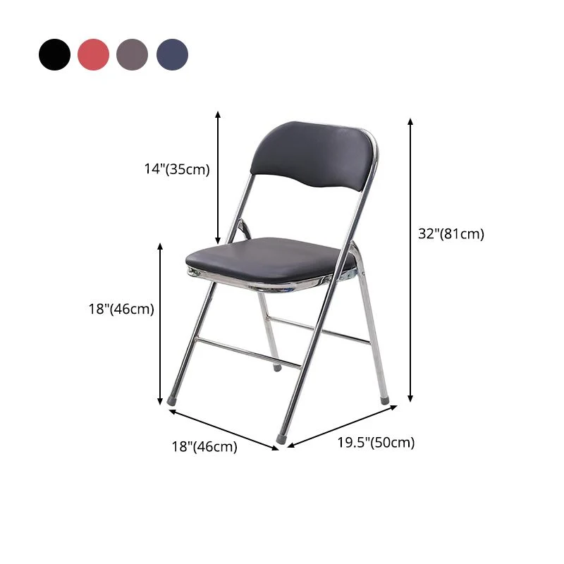 Chaise de bureau en cuir moderne avec dossier moyen, chaise de bureau sans roues Clearhalo