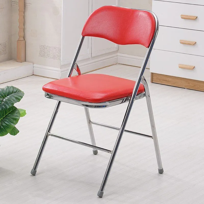 Chaise de bureau en cuir moderne avec dossier moyen, chaise de bureau sans roues Clearhalo