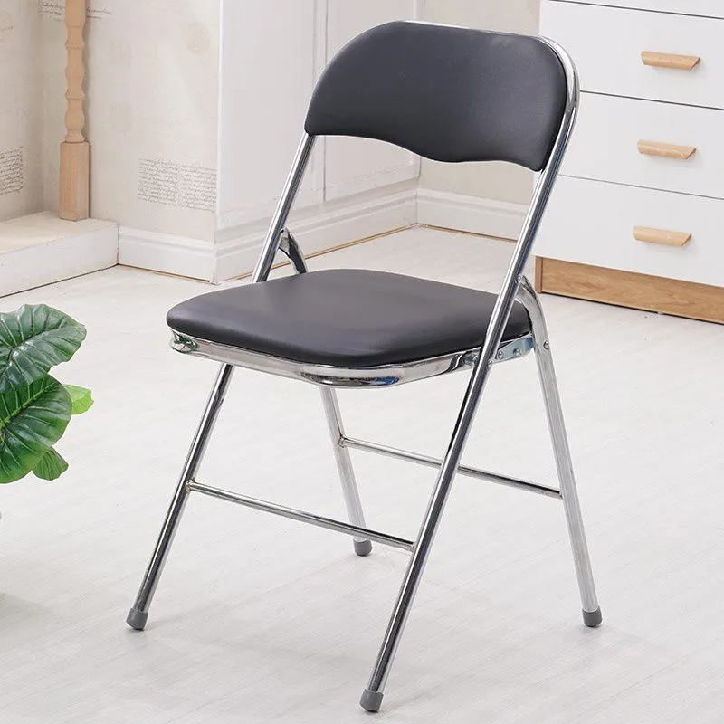 Chaise de bureau en cuir moderne avec dossier moyen, chaise de bureau sans roues Clearhalo