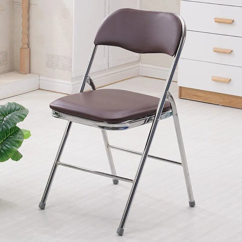 Chaise de bureau en cuir moderne avec dossier moyen, chaise de bureau sans roues Clearhalo