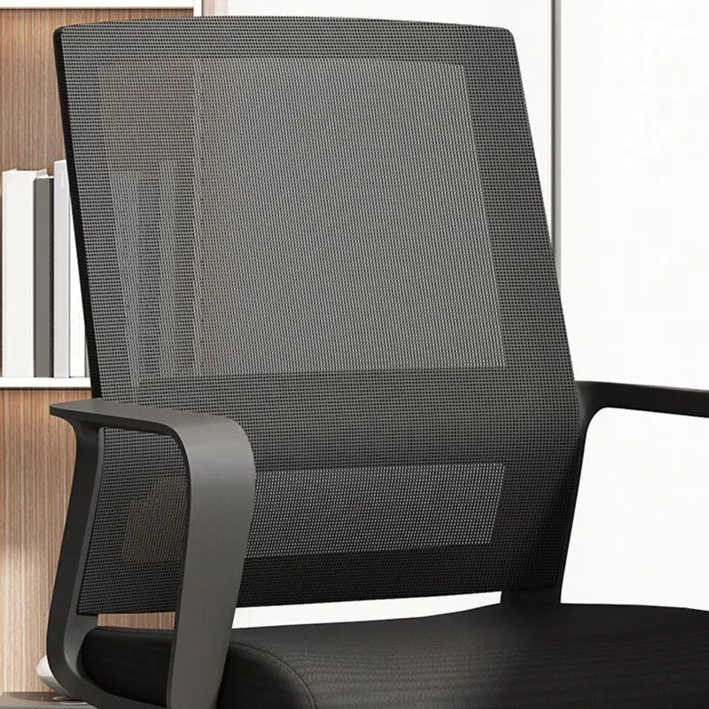 Chaise de bureau à domicile avec dossier moyen, cadre noir, chaise de conférence moderne Clearhalo