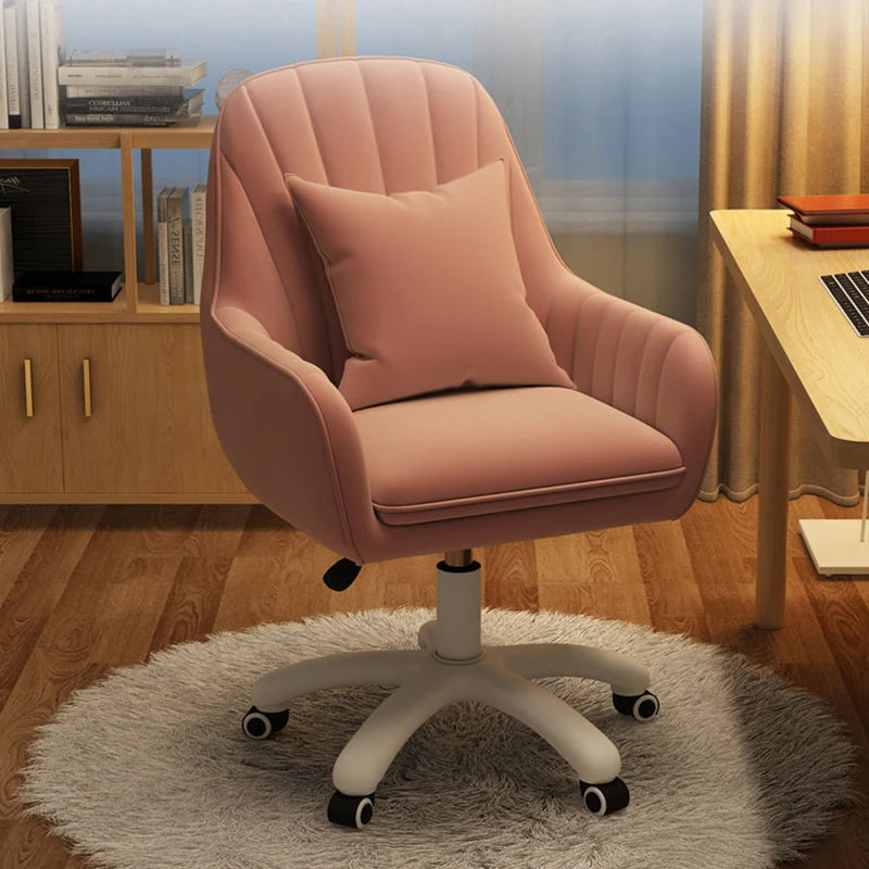 Chaise de bureau d'ordinateur moderne avec cadre en nylon blanc, chaise de travail rembourrée avec roulettes Clearhalo
