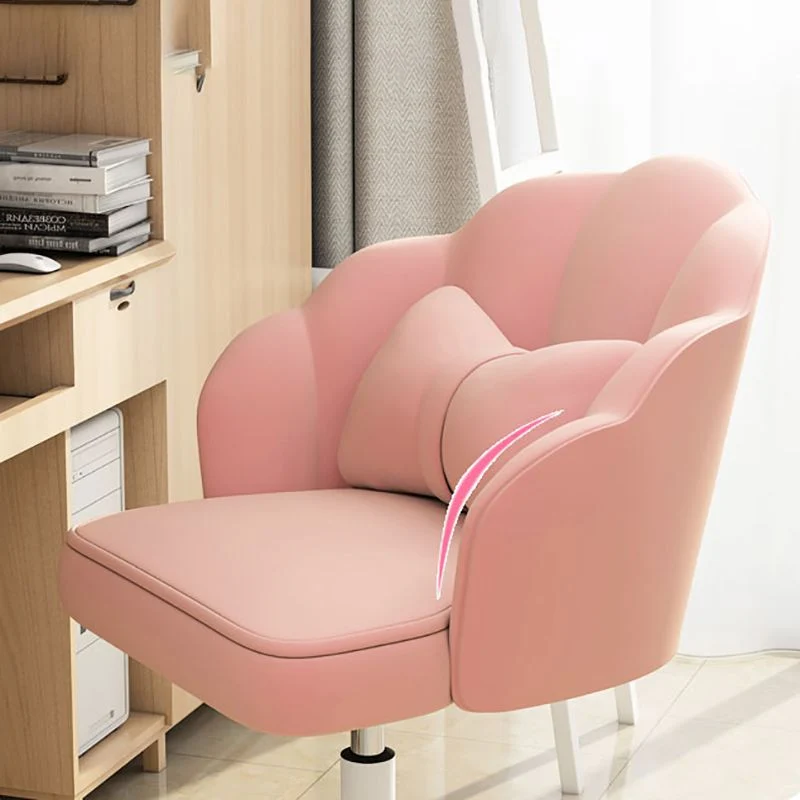 Chaise de bureau d'ordinateur moderne avec cadre en nylon blanc, chaise de travail rembourrée avec roulettes Clearhalo