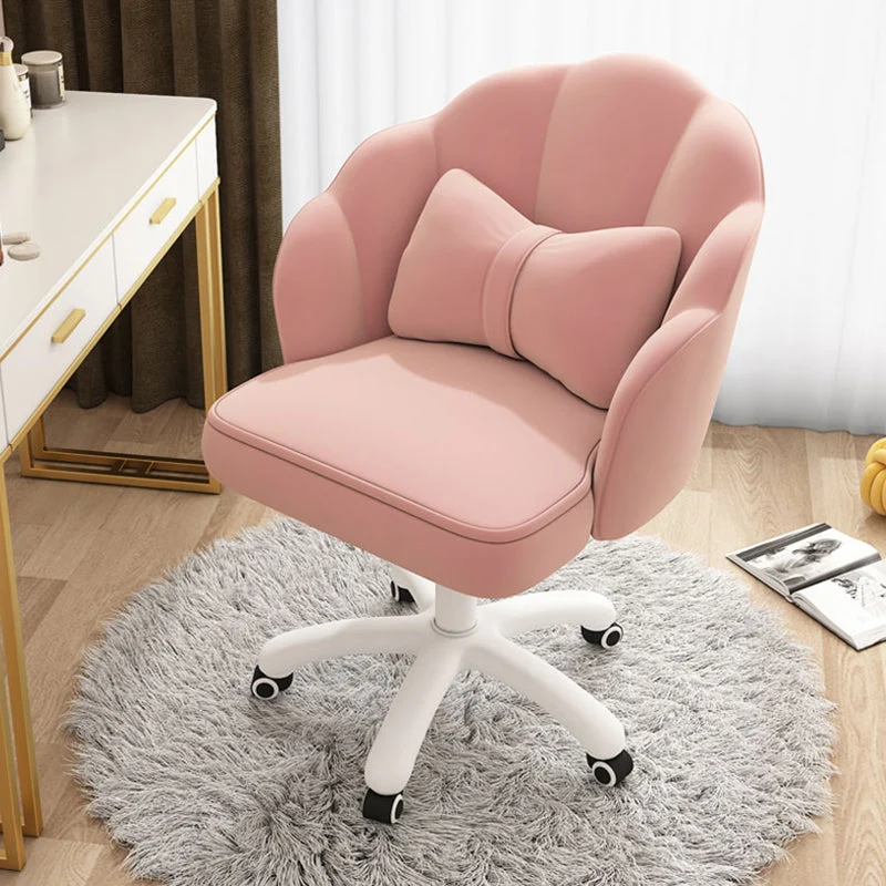 Chaise de bureau d'ordinateur moderne avec cadre en nylon blanc, chaise de travail rembourrée avec roulettes Clearhalo