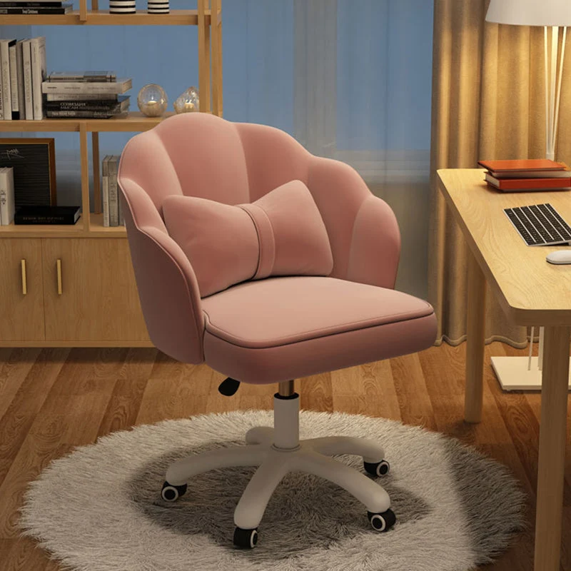 Chaise de bureau d'ordinateur moderne avec cadre en nylon blanc, chaise de travail rembourrée avec roulettes Clearhalo