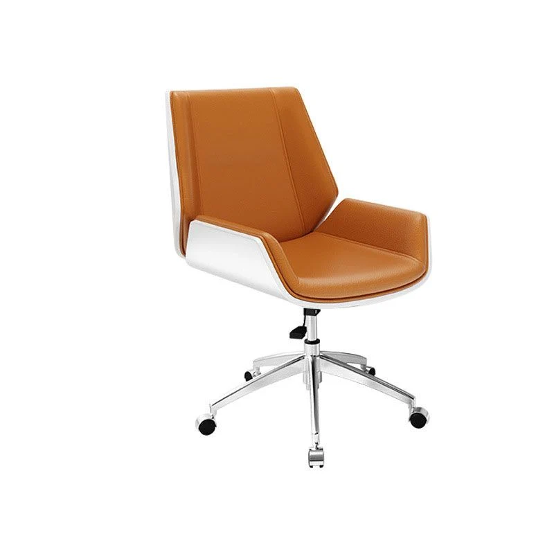 Chaise de bureau à dossier bas, cadre en métal moderne, chaise de travail en cuir avec roulettes Clearhalo
