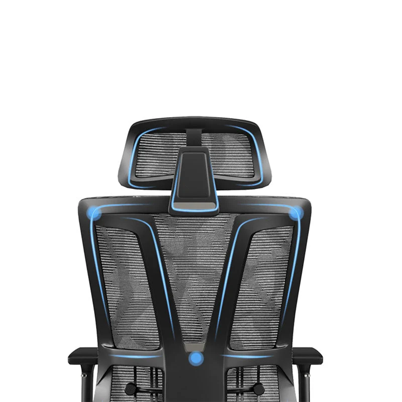 Chaise de bureau à dossier haut, accoudoir réglable, avec appui-tête et roulettes Clearhalo