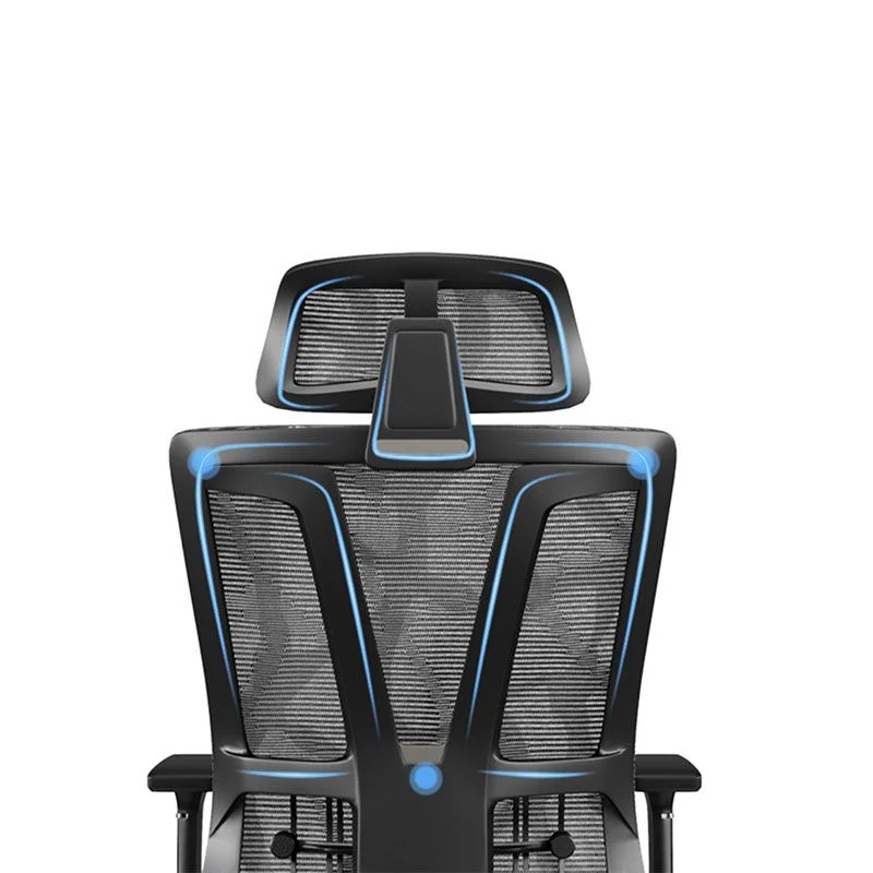 Chaise de bureau à dossier haut, accoudoir réglable, avec appui-tête et roulettes Clearhalo