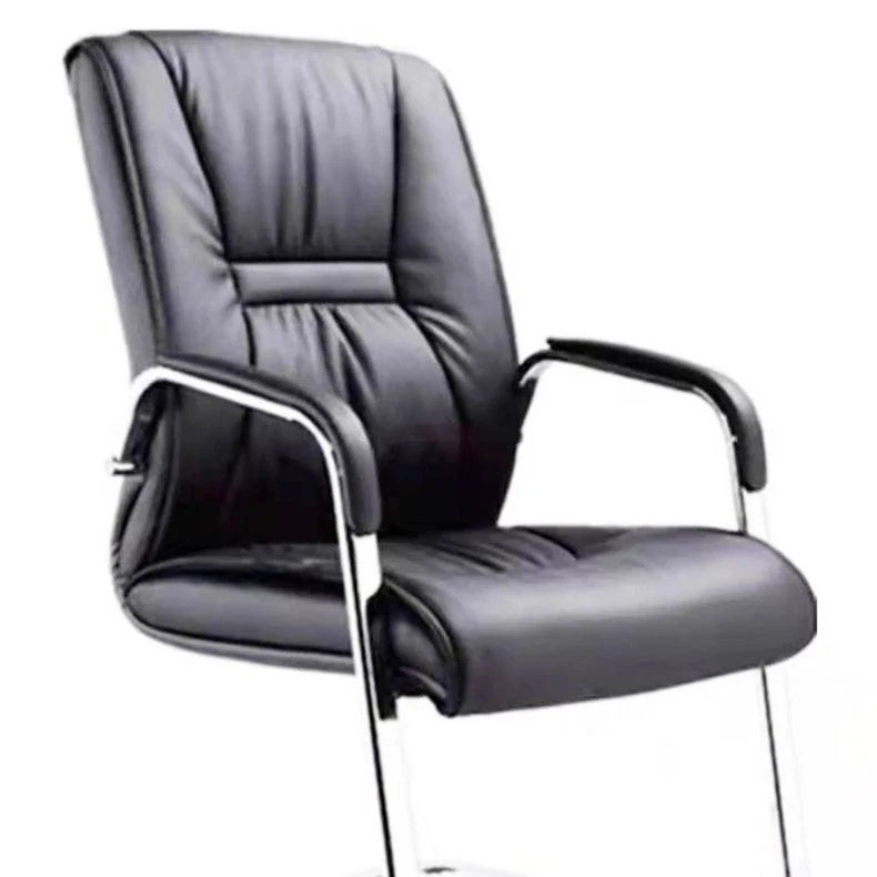 Chaise de bureau à dossier haut en simili cuir, chaise de conférence à bras fixes rembourrée Clearhalo