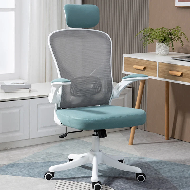 Chaise de bureau à dossier haut/moyen, chaise de bureau en maille grise avec roulettes Clearhalo