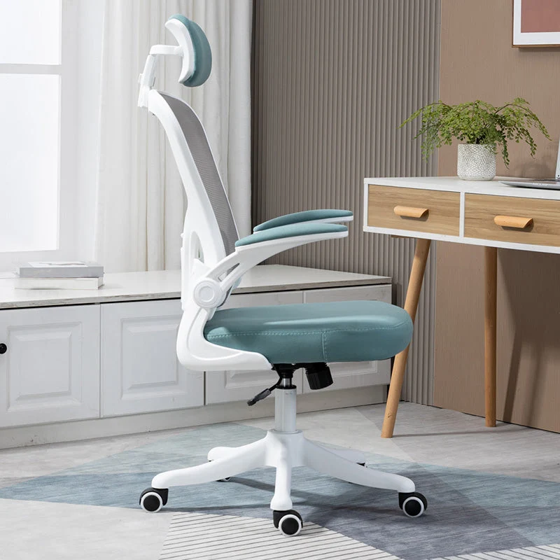 Chaise de bureau à dossier haut/moyen, chaise de bureau en maille grise avec roulettes Clearhalo