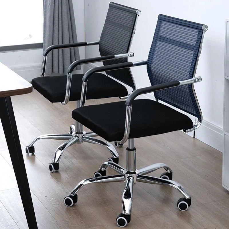 Chaise de bureau à dossier moyen, à accoudoirs fixes, à hauteur réglable, avec roulettes Clearhalo