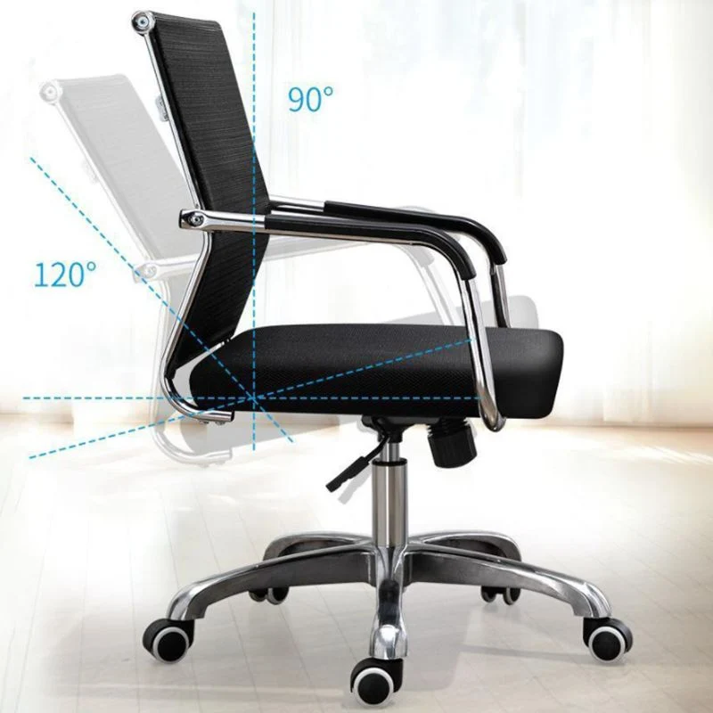 Chaise de bureau à dossier moyen, à accoudoirs fixes, à hauteur réglable, avec roulettes Clearhalo