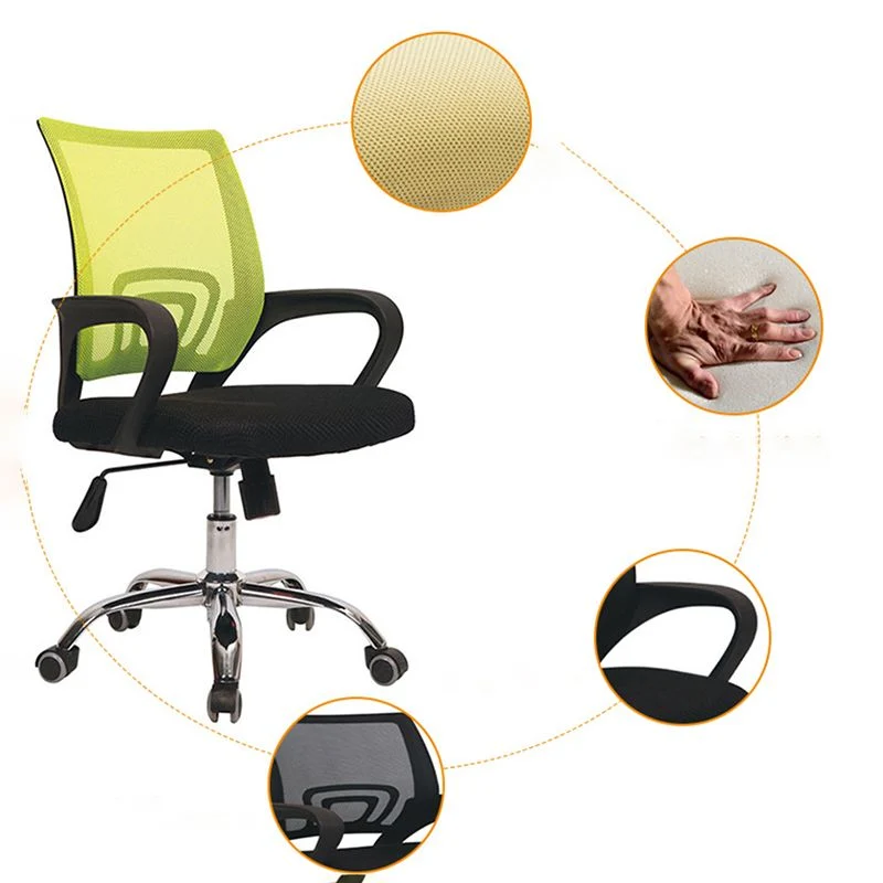 Chaise de bureau à dossier moyen avec coussin en maille et éponge, fauteuil à accoudoirs fixes Clearhalo