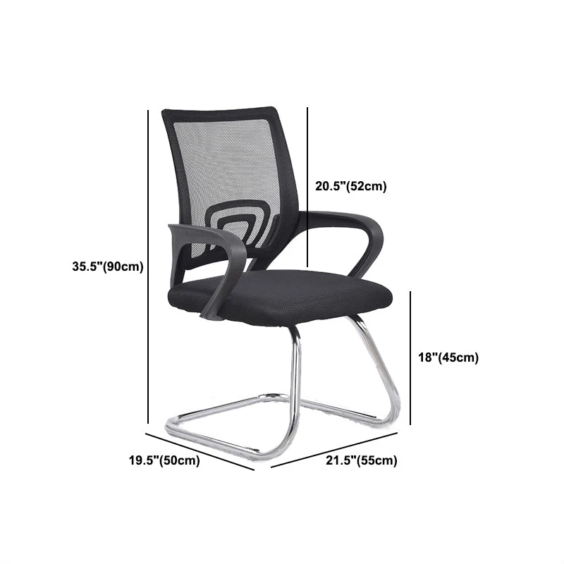 Chaise de bureau à dossier moyen avec coussin en maille et éponge, fauteuil à accoudoirs fixes Clearhalo