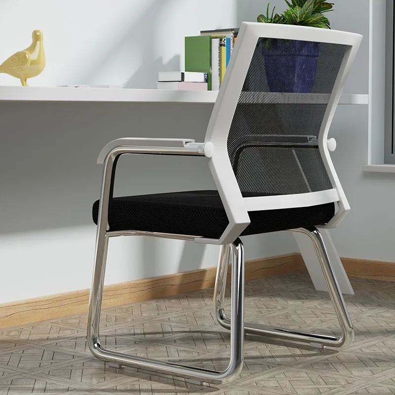 Chaise de bureau à dossier moyen, cadre en plastique, avec base luge Clearhalo