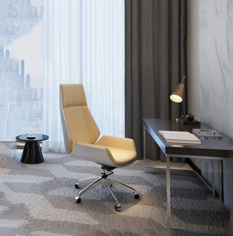 Chaise de bureau à dossier moyen/haut avec siège en cuir éponge et chaise de bureau à hauteur réglable Clearhalo