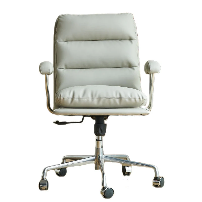 Chaise de bureau ergonomique à bras fixes modernes, mécanisme d'inclinaison en cuir Clearhalo